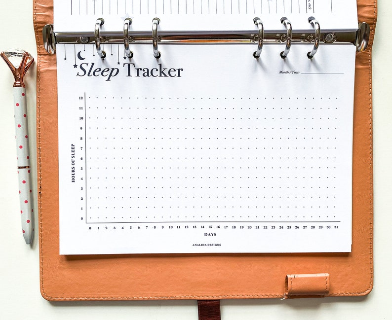 Sleep Tracker Printable, A5 Planner Inserts, Monthly Sleep Log, Sleep Tracking, Sleep Journal, Health Planner, PDF Instant Download image 6