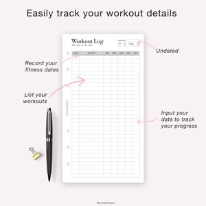 PERSONAL Workout Planner Printable, Exercise Log, Workout Template, Workout Calendar, Fitness Planner, Workout Tracker, Personal size insert image 2