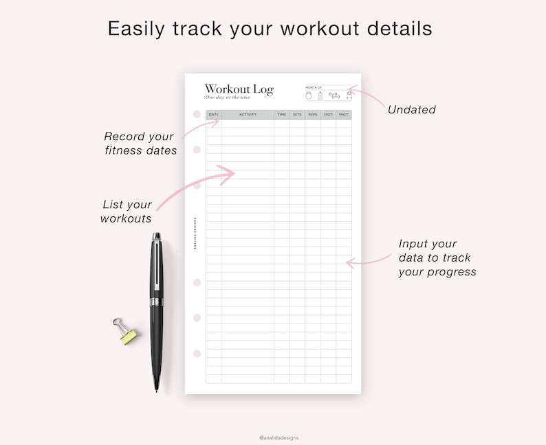 PERSONAL Workout Planner Printable, Exercise Log, Workout Template, Workout Calendar, Fitness Planner, Workout Tracker, Personal size insert image 2