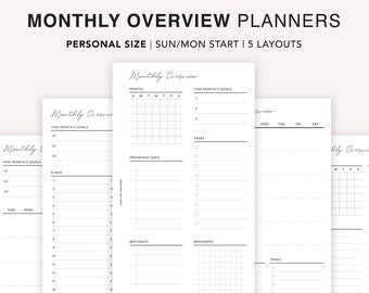 Personal Monthly Planner Printable: Minimalist Overview (PDF)