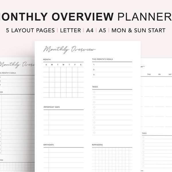 Monthly Planner - Etsy