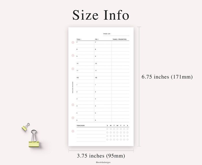 PERSONAL Size Weekly Planner Printable Hourly Planner | Etsy