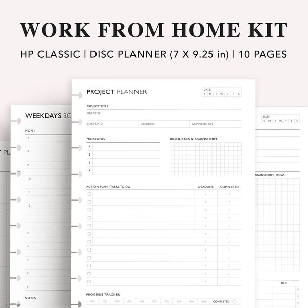 Work from Home Printable, Happy Planner Insert, Time Management Planner, Project Planner, Remote Work, Business Planner, Work To Do List PDF