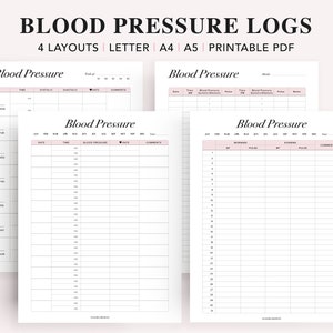 Printable Blood Pressure, blood pressure tracker, blood pressure monitor, blood pressure log, Health planner, Hypertension log, A4 A5 Letter