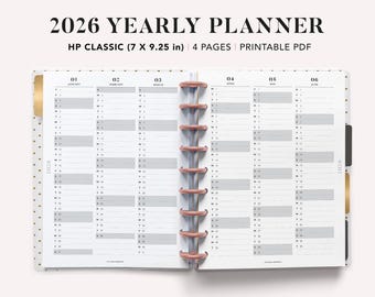 2026 Year At-A-Glance Calendar: Happy Planner Inserts (PDF Download)