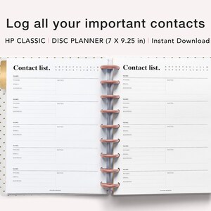 Printable Contact List, Happy Planner Classic Insert, Print at Home ...