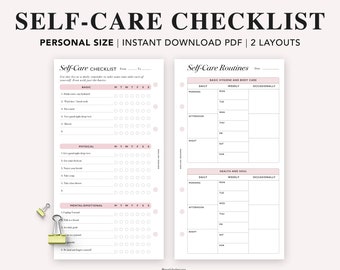 Self-Care Checklist Tracker: Personal Wellness Planner (PDF)