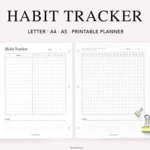 Habit Tracker, Monthly Habit Tracker Printable, 30 Days Habits Tracker, Habit Planner, Routine Checklist, A5 Planner Insert image 1