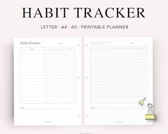 Habit Tracker, Monthly Habit Tracker Printable, 30 Days Habits Tracker, Habit Planner, Routine Checklist, A5 Planner Insert