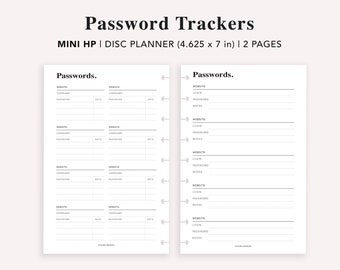 Mini HP Password Tracker Insert, Printable Password Template, Password Tracker, Log Password Organizer Password Keeper, Mini Discbound, PDF