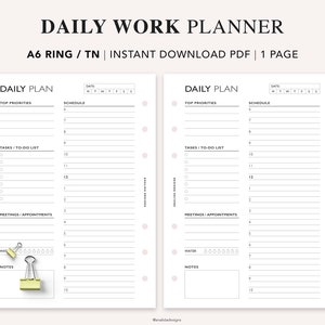 A6 Daily Planner Printable, Hourly Planner, Daily Plan, Work Planner ...