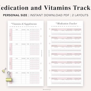 PERSÖNLICHER Medikamenten-Tracker, Vitaminergänzungs-Tracker, Gesundheits-Tracker, Nahrungsergänzungsmittel-Tracker, Medikationsbuch, Vitamine Tagebuch, Gesundheits-Tracker, PDF