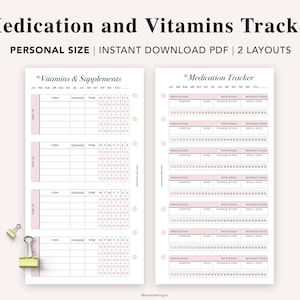 PERSONAL Medication Tracker, Vitamin Supplement Tracker, Health Log, Supplement Organizer, Medication Log, Vitamins Log, Health Tracker, PDF