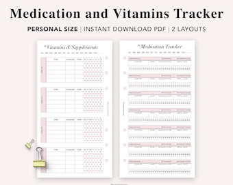 Personal Medication & Vitamin Tracker: Printable Health Log (PDF)