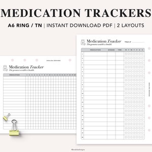 A6 Medication Chart, Printable Medication Tracker, Medical Planner, Monthly Weekly Pill Tracker, Tablet Reminder, A6 Planner, PDF Download