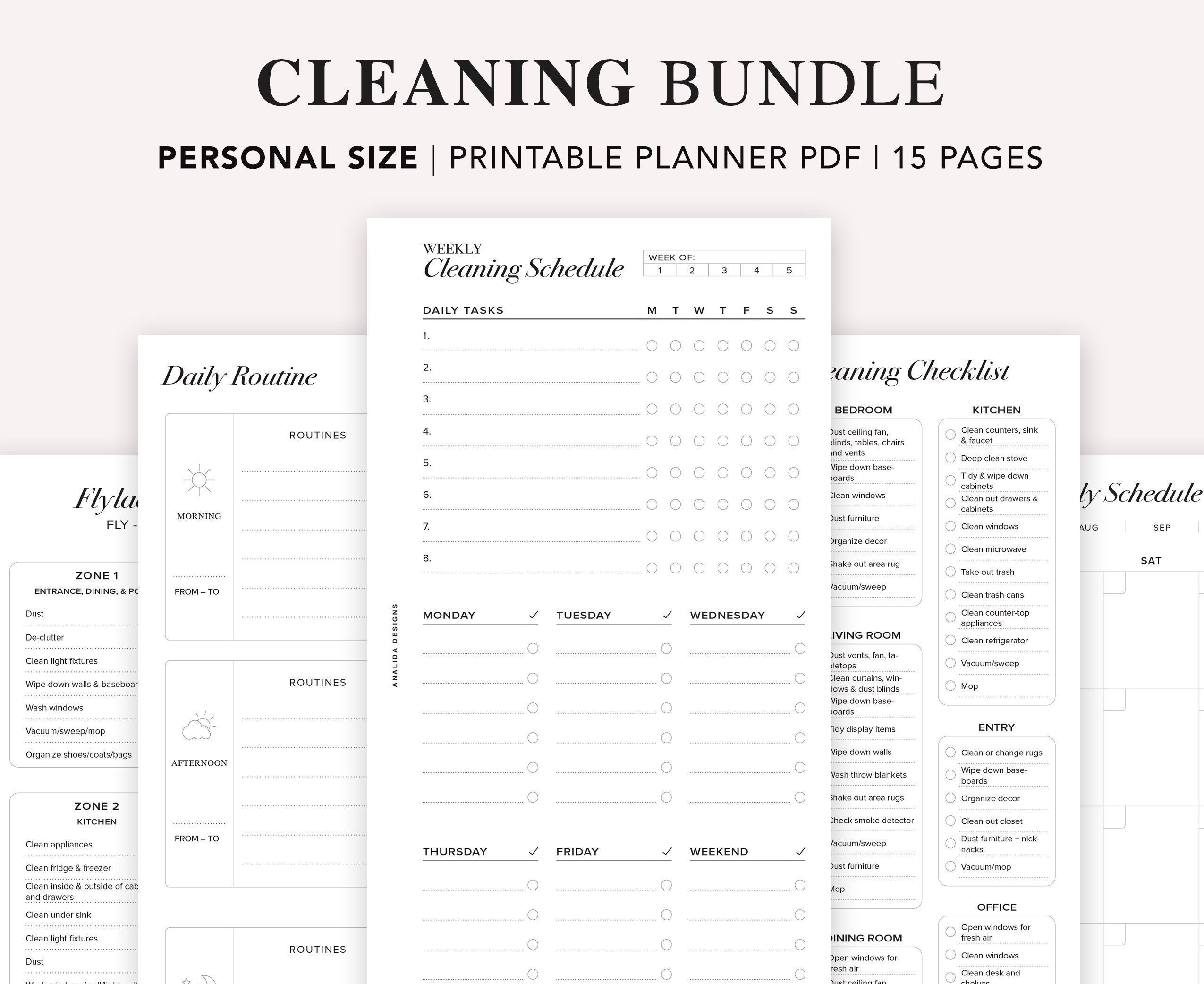 Personal Cleaning Schedule Printable: Flylady Planner (PDF) - Etsy