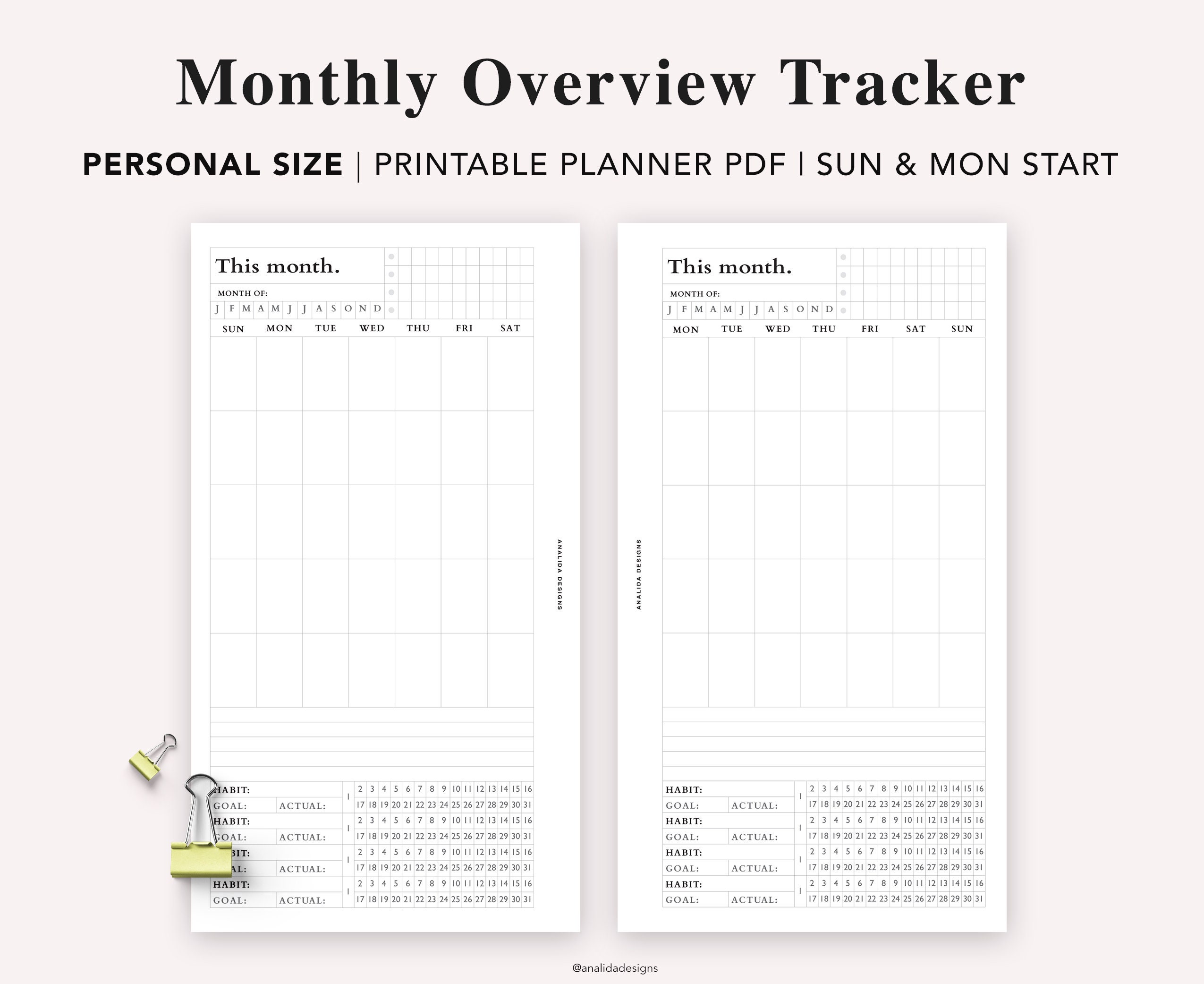 PERSONAL Hobonichi Daily Printable Daily Weekly Monthly | Etsy