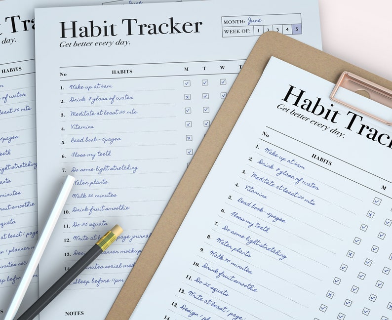 Minimalist Habit Tracker Printable, Weekly Tracker, Digital Download, Weekly Agenda, Goal Setting, PDF, Weekly Inserts A5, A4 & US Letter image 6