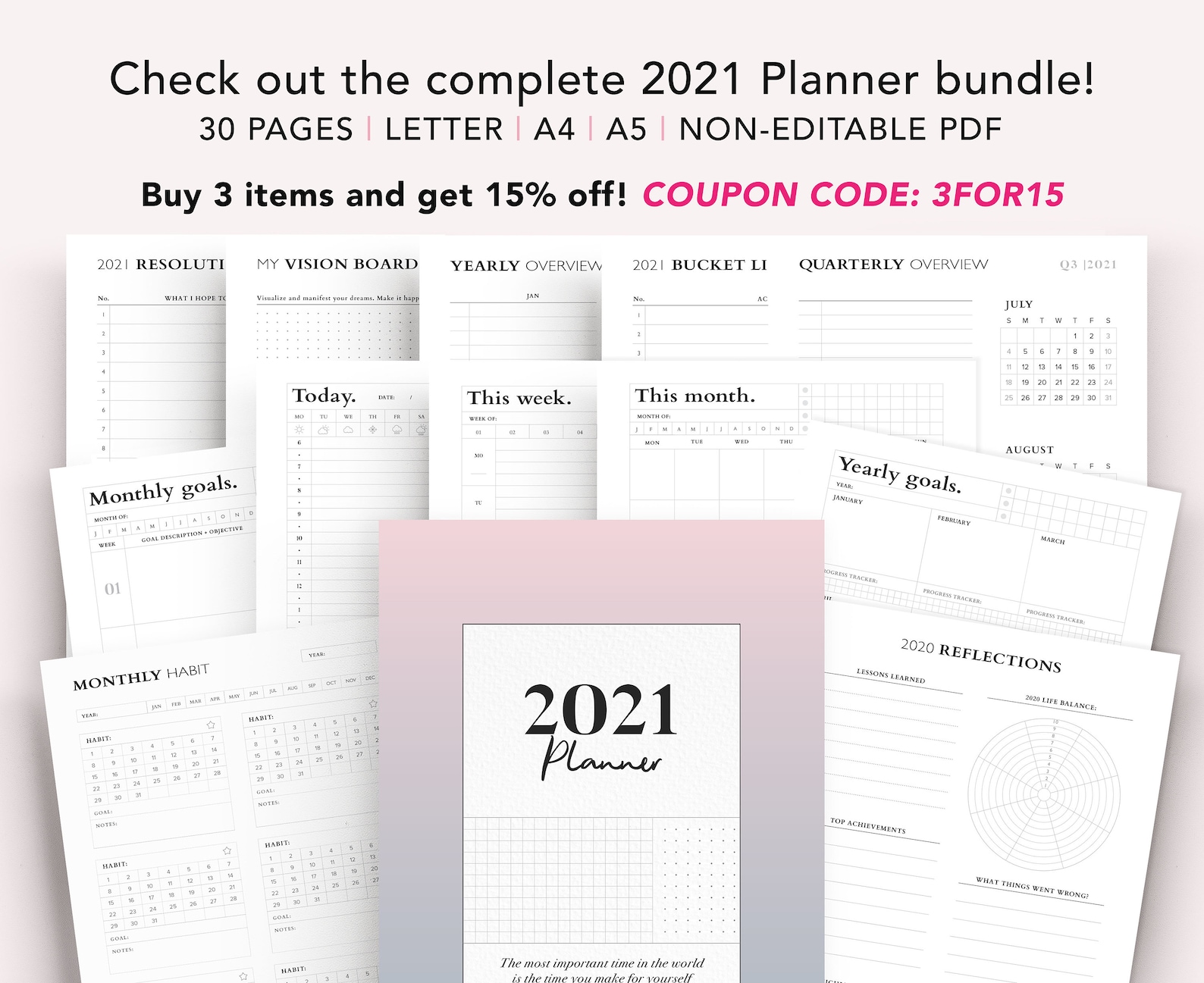 Hobonichi Daily Planner Printable, Daily Weekly Monthly Planner ...