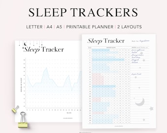 Sleep Tracker Printable, A5 Planner Inserts, Monthly Sleep Log, Sleep Tracking, Sleep Journal, Health Planner, PDF Instant Download