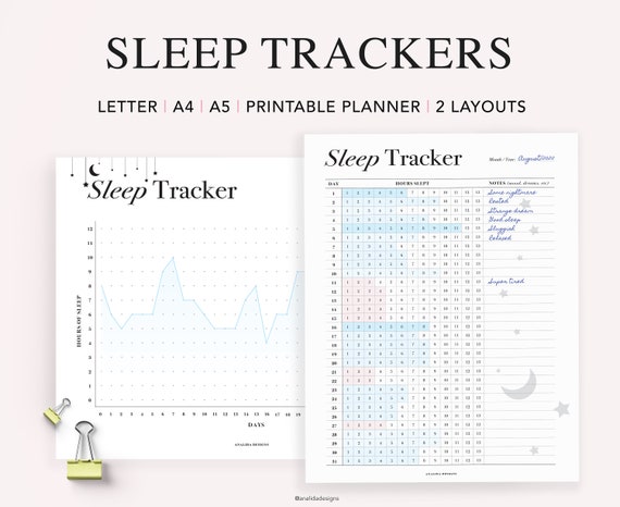 Sleep Tracker Printable A5 Planner Inserts Monthly Sleep