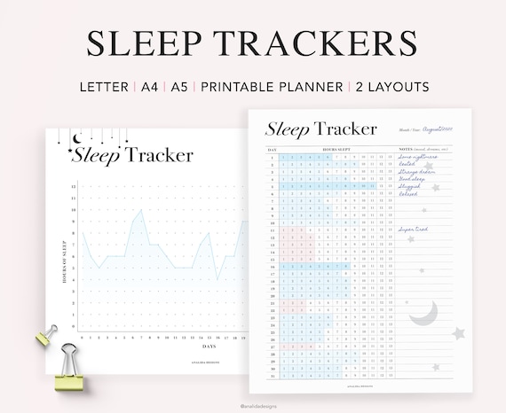 Sleep Tracker Printable A5 Planner Inserts Monthly Sleep