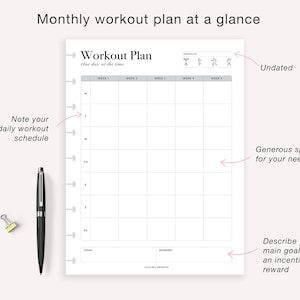 Workout Planner Printable, Happy Planner Insert, Workout Log Template ...