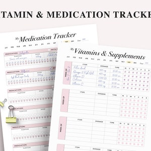 Medication & Vitamin Tracker Printable: Health Log (Letter Size) (Digital Download)