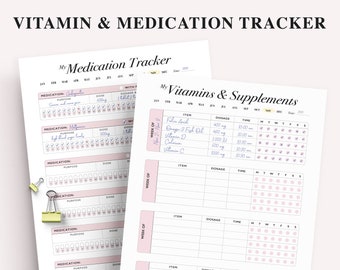 Medication & Vitamin Tracker Printable: Health Log (Letter Size) (Digital Download)