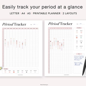 Period Tracker Printable, Menstrual Cycle Planner, Period Tracking, Fertility Ovulation Tracker, A5 planner inserts, PDF Instant Download image 3