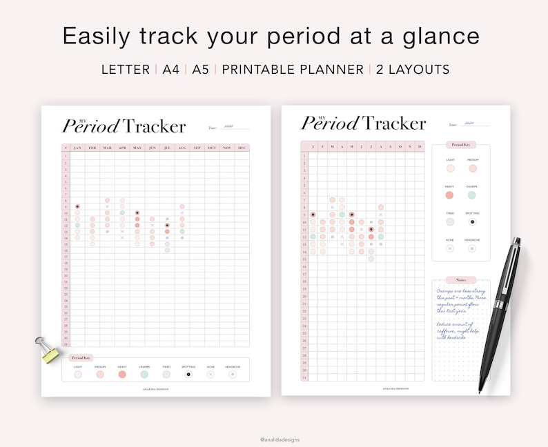 Period Tracker Printable, Menstrual Cycle Planner, Period Tracking, Fertility Ovulation Tracker, A5 planner inserts, PDF Instant Download image 3