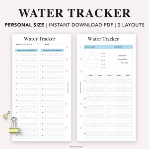 PERSONAL - Water Tracker Printable, 30 Day Water Challenge Printable, Water Intake Template, Hydration Tracker, monthly water tracker