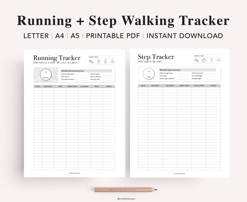 Fitness Journal Printable, Workout Log, Weight Loss Journal, Meal Planner, Calorie & Walking tracker, Health Planner, PDF Instant Download image 9