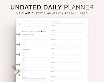 Undated Daily Planner Printable: Time Blocking, HP Classic (PDF)