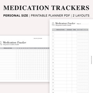 PERSOONLIJKE medicatiekaart, afdrukbare medicatietracker, medische planner, maandelijkse wekelijkse pillentracker, tabletherinnering, invoegsel persoonlijke grootte