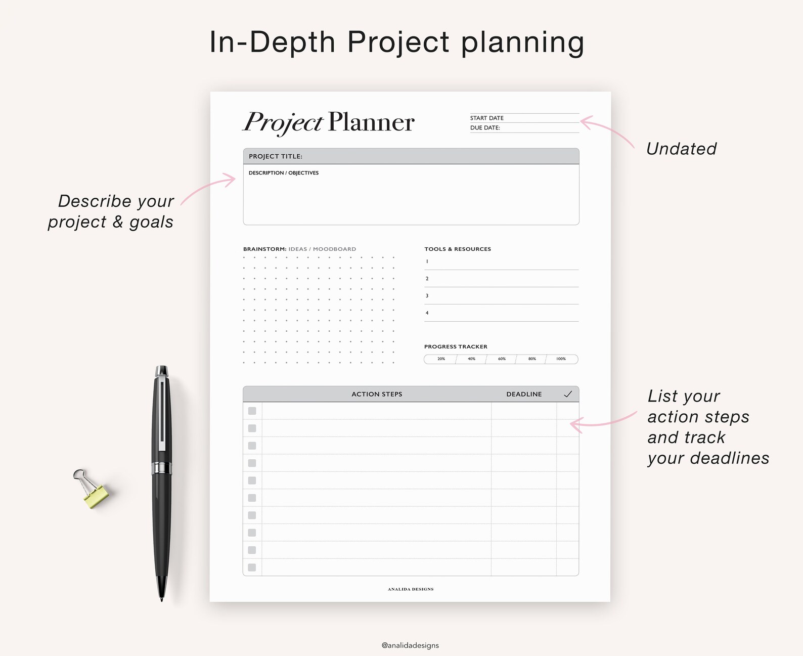 Project Planner Printable Group Planner Page College Student Etsy