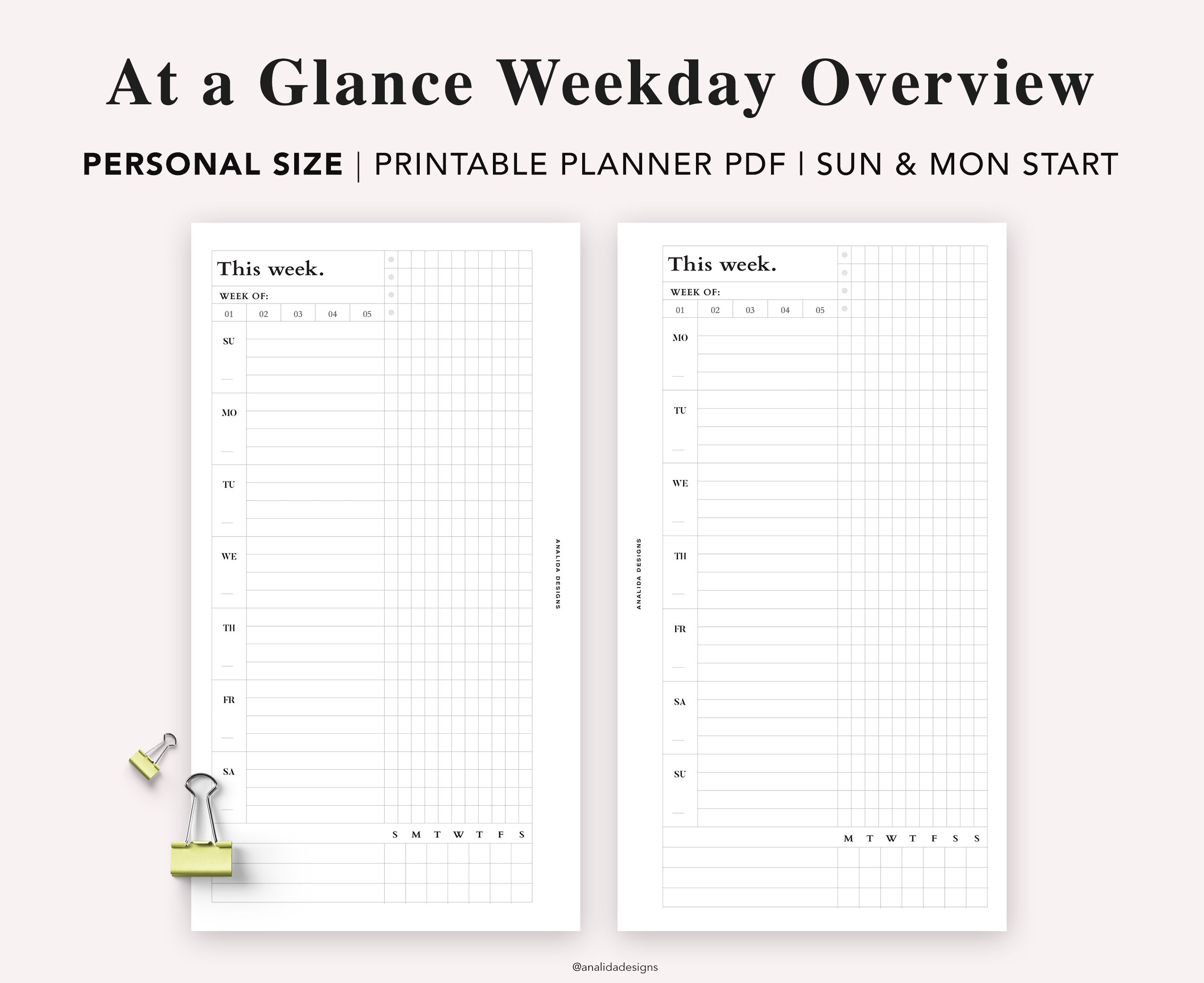 PERSONAL Hobonichi Daily Printable Daily Weekly Monthly | Etsy