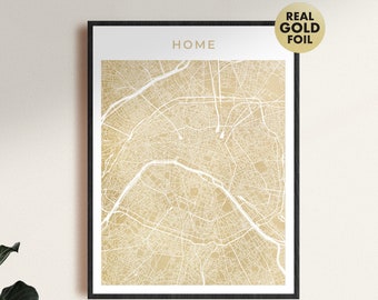 Custom map Dad gift for Christmas, personalized gold foil custom map print of any city 15s