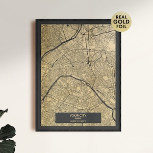 Gold custom map print of any location, the perfect anniversary gift or personalized gift for dad Christmas 2a