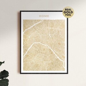 Custom map Dad gift for Christmas, personalized gold foil custom map print of any city 15s