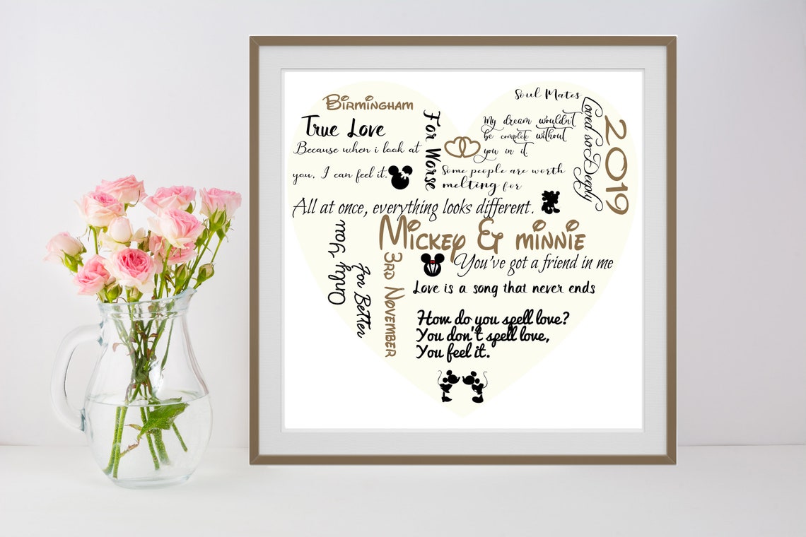 Bespoke Disney Themed Personalised Wedding Anniversary | Etsy