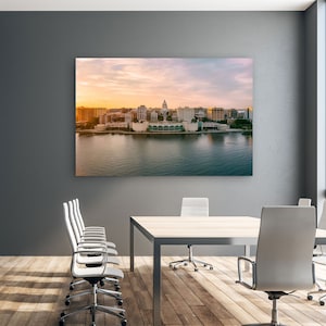 Illinois Capitol Sunset Print, Madison Capitol Sunset Print, Madison Isthmus Print, Monona Terrace Foto, Madison Illinois Sunset Photo