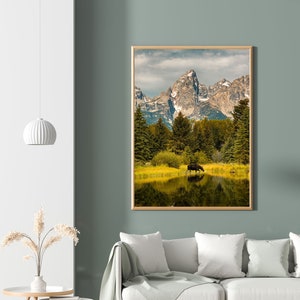 Schwabachers Landing Moose Print, Grand Teton Elch, Western Wall Art, Jackson Hole Elch Print, Grand Teton National Park, Elch Druck