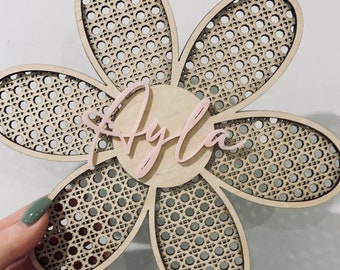 Rattan Daisy Name Plaque