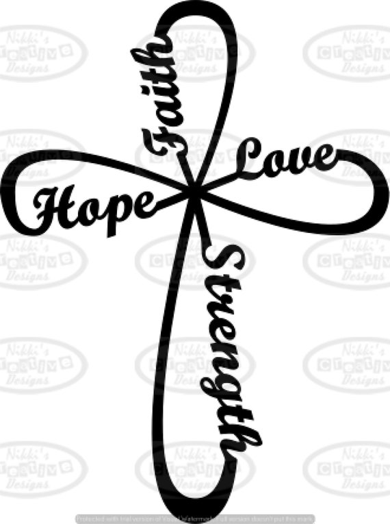 Faith, Hope, Love, and Strength Infinity Cross - Etsy