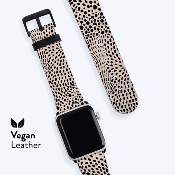 COCO Uhrenarmband | Für Apple Band, Vegan H21 Lederband, Erhältlich für Apple Uhrenserien 1, 2, 3, 4, 5, 6, 7, 8, 9, SE, Abstraktes Muster