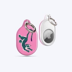 GREEN TIGER Täschchen | Für Ihre Schlüssel, Handtasche, Rucksack, Haustierhalsband, alles, was Sie sich wünschen, AirTag Halter, AirTag Schlüsselanhänger, Animal Print, Pink