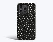 iPhone15 / black 【dress HEART 】 Black Minimalist Multi-Shape Heart iPhone 15 14 Tough Case