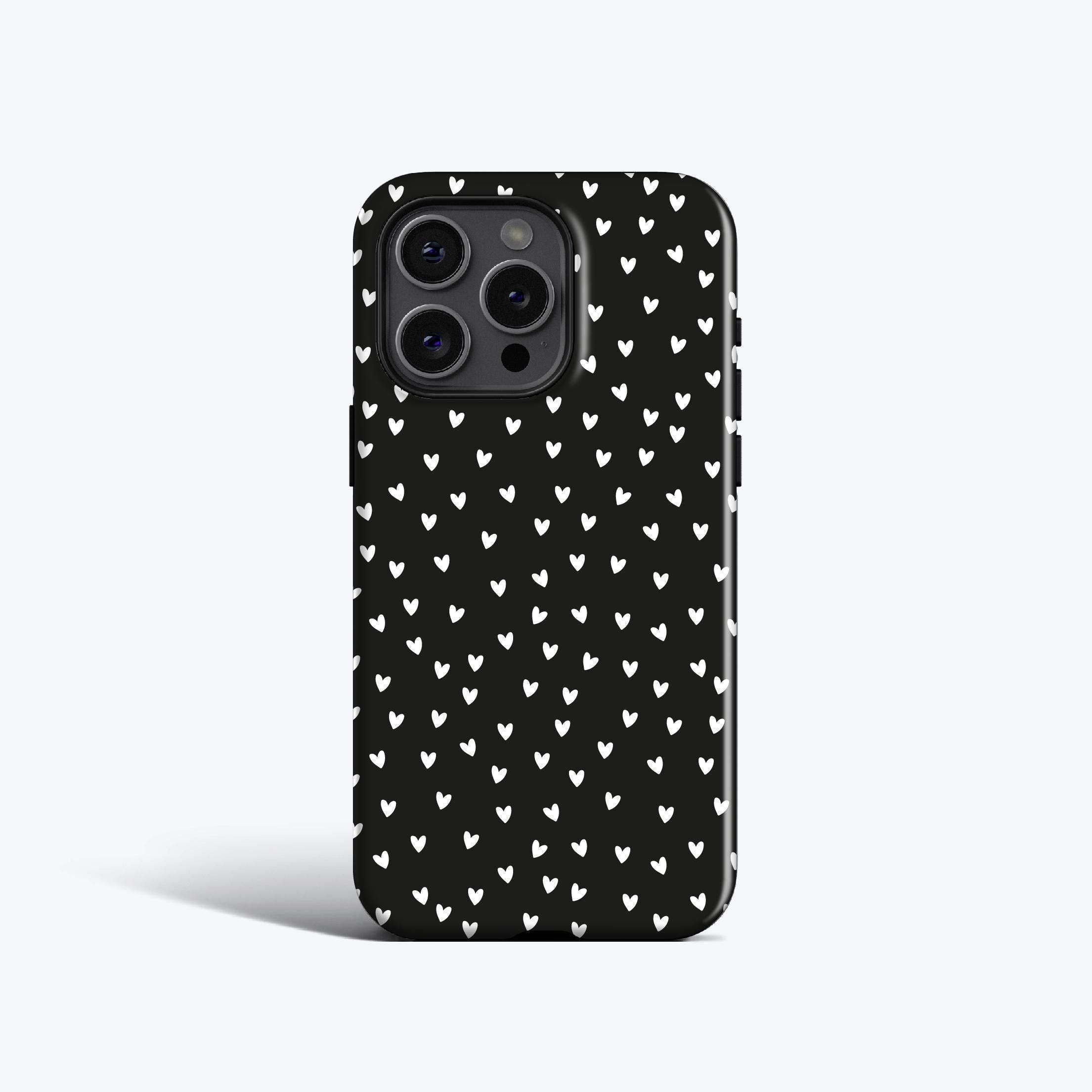 iPhone15 / black 【dress HEART 】 SMALL WHITE HEARTS Phone Case | for iPhone 15 Case, iPhone
