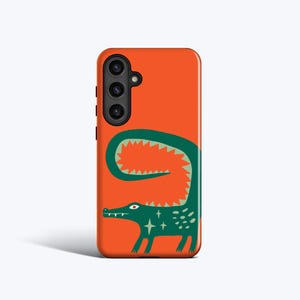 Crocodile Phone Case - For Galaxy S25 Plus, S24 Ultra, S23 fe, S22, S21, S20 fe Orange, Abstract, Poster image 1